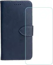 LCEHTOGYE Cover for Oppo Reno 10 + HD Tempered Glass,Shell PU BracketBumper Protective Back Case - Anti-Scratch Screen Protector for Oppo Reno 10-YSNXK - Blue