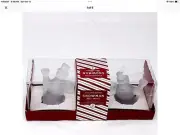 Williams Sonoma Snowman Taper Candle Holders 3" Tall Frosted Glass Set Of 2 New