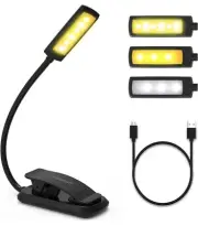 Loomerily Rechargeable 6 LED Reading Book Light w/ 3 Brightness Levels & Easy Cl