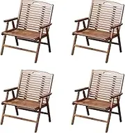 QMNUZCFD Wooden Foldable Chair Set of 4, Comfortable Folding Chair,for Indoor Outdoor Dinning Party Event Wedding Meeting Room Garden,440lb Capacity