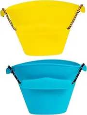 KICHOUSE 2Pcs Foldable Silicone Water Bucket for Multi Functional Beach for Seaside Fun Sand Play and Bath Activities