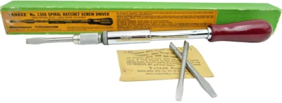 Vintage Stanley "YANKEE" Spiral Ratchet Screwdriver with 3 Bits No.130A USA NOS
