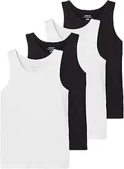 [Name it kids] Boys Nkmtank Top 4P Black White Solid, Black, Numeric_104