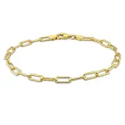 Amour 18k Yellow Gold Plated Silver 3.5mm Cut Paperclip Chain Anklet - 9in.