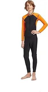 DEMMET Stylish Junior Wetsuit 3mm CRSC Wetsuit Spring Long Sleeve One Piece Wetsuit for Boy Orange High Stretch Warm Cold Diving Surf Swimsuit