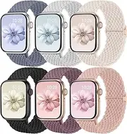 [WJK] Braided Nylon Elastic Loop Compatible with Apple Watch Band 38mm 40mm 41mm 42mm 44mm 45mm 46mm 49mm Women Men, Soft Stretchy Strap for iWatch Series 10 9 8 7 6 5 4 3 2 1 SE Ultra 2 1, Multi Colors