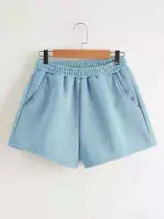 Solid Elastic Waist Shorts