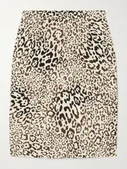 [Alessandra Rich] Alessandra Rich - Leopard-print Silk-crepe Skirt - Leopard print - IT40 IT 40 Animal print