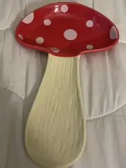Mushroom Spoon Rest Ceramic Red/white