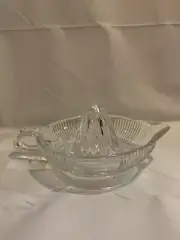 Vintage Glass Citrus Juicer Reamer Clear Old Fashioned With Handle