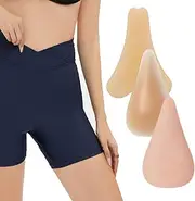 POMAMZ 3 x Camel Toe Concealer, Self-Adhesive Silicone Protection, Anti Camel Toe Briefs, Reusable Invisible Cameltoe Insert, Y-Shape Seamless Silicone Panty Liners for Bikini (Beige), beige, One size
