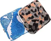 Hoement 2 pcs Portable Sanitary Pads Bag with Zipper Menstrual Pad Storage Pouch for Travel Makeup Coins and Small Items Stylish Leopard Wave Design