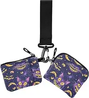 [miaozhen] Halloween Scary Cheshire Cat Women's Coin Pouches Card Holder Slim Portable Wristlet Wallet Key Holder with Zipper Pocket for Ladies 2 Packs tarjetas de crédito para, Halloween scary Cheshire cat