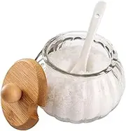 1 Set Glass Sugar Container with Spoon Creative Pumpkin Design Seasoning Jar for Kitchen Glass Material for Sugar Spices Condiments for Home Cafes Parties