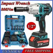 1/2” Cordless Impact Wrench MAX 800N.m High Torque Impact Driver w/ 2 Batteries