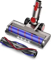[FLYLINKTECH] Brush Head Compatible with Dyson V7 V8 V10 V11 V15 Vacuum Cleaners Motorhead Hardwood Floor Attachment with LED Headlights, V Shape Turbo Bristle Roller Brush Head Replacement Parts