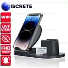 24/7 Wireless Charging Station Hidden Camera 64GB WIFI Home Alarm Security Spy