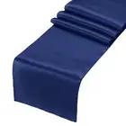 2 Pcs Dark Blue Satin Table Runner 12" x 108" Romantic Silk Table Runner
