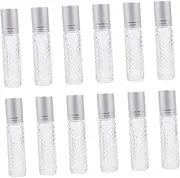 DECORNIJIA 12pcs Essential Oil Roller Bottles Transparent Sample Bottles Travel-friendly Design for Perfumes Oils Easy to Clean Refill Go Use