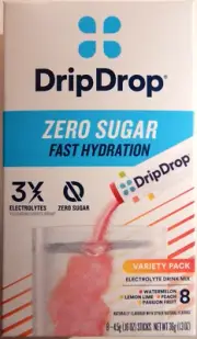 DripDrop Electrolyte Drink Mix, Zero Sugar Variety Pack 8 Count 850042830550VL