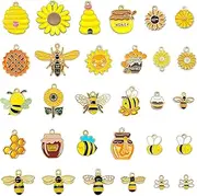 [Niuhong] Bee Charms Pendant Metal Cute Alloy Bee Jewellery Making DIY Necklace Bracelet Making Craft Insect Bee Charm Jewellery Alloy Enamel Cute Bumble Bee