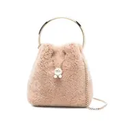 [Jimmy Choo] Jimmy Choo Bon Bon Pearl-embellished Ring-handle Bag ONE SIZE NEUTRALS