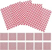 Kichvoe 50 Sheets Red and White Checkered Dry Waxed Paper Sheets Paper Liners Greaseproof Food Wrapping Paper for Plastic Food Basket Wrapping Bread and Sandwiches