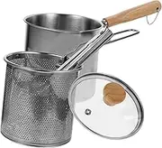 ULTECHNOVO 1Set Stainless Steel Deep Fryer Pot with Clip Heat Resistant Cooking Pan for Household Use for Deep Frying Milk Heating and Breakfast Preparation