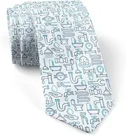 [KAWAMOUSE] ( Plumbing Thin Line ) Fashion Novelty Necktie, Conversation Neckwear Ties Great for Party and Events, As Shown