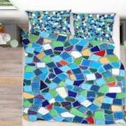 3D Blue Shards 230 Bed Pillowcases Quilt Queen Size