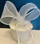 Offray Arabesque Wired Ribbon Sheer Satin Edge White W 3 Inches 5 Yards