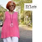 ET'LOIS USA Linen TALIA TUNIC Classic A-Line Tank Top S M FUCHSIA PINK
