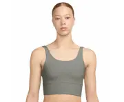 Nike Womens Zenvy Wide Ribbed Light Support Longline Sports Bra - Army