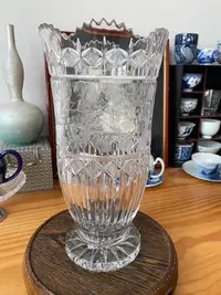 在飛比找Yahoo!奇摩拍賣優惠-日本石冢硝子（aderia crystal）水晶花瓶 30c