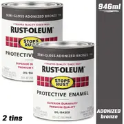 (2 TINS) Rustoleum Stops Rust SEMI-Gloss Anodized Bronze - Quart 946mL - 7754502