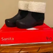 Sanita Original Boot Clogs Women Size 9 Black with Sherpa Cuff Lining NIB