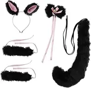 [Minkissy] 1 Set 5Pcs girls glove tie set fox ear suite stuffed animals party supplies child girls' accessories rabbit cat paw make up headband paw Toy Accessories lolita earmuffs