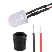 10Set DC12V 10mm Pre Wired LED w Holder Red Light Clear Lens 14mm Panel Mount