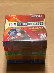 TDK 25 Pack Slim Color CD Cases To Organize Your Collection Sealed New