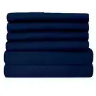 6-Piece Navy Super-Soft 1600 Series Double-Brushed King Microfiber Bed Sheets Se