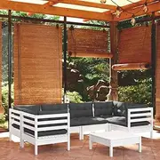 Generic 7 Piece Garden Lounge Set with Cushions White Pinewood,3097302