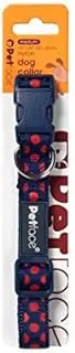 Petface Red Spots Dog Collar, Blue/Red