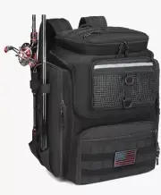 HAMBOLY Fishing Backpack with Rod Holders, 40L Tackle Box Backpack Army.Black