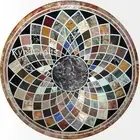 Dining Table Top Inlaid with Multicolor Gemstone Round Marble Conference Table