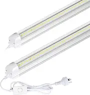 TONGLIN LED Shop Light 1.2 Meter, 2 Pack 36W 6500K Cool White Garage Light, 4500LM High Output, V Shape, T8 Linkable LED Tube Lights for Garage, Warehouse, Plug and Play, Clear Cover
