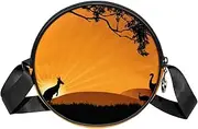 [suojapuku] Small Crossbody Bag for Women,Australia sunset kangaroo ostrich,Travel Shoulder Bags with Zipper Messenger Bag and Purse
