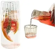 4pcs Water Carafe Set with Tumbler Glass Durable 600ml Ribbed Bedside Water Carafe with Glass Cup Set Clear Glass Water Pitcher Vintage Glass Mouthwash Bottle Mouthwash Bottle with Cup