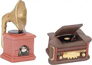 2pcs Vintage Ornaments Decor Radio Mini Gramophone Speaker Phonograph Model Small Model Mini Landscape Accessory Mini Scene Model Accessory Mini Scene Model Adornment Resin HAWILLOSCH