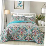 Quilt King Bedding Set - Soft Cotton Quilts with Paisley Floral Pattern -