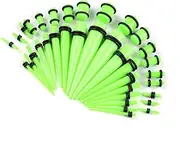 [vogem] 36-Piece Ear Taper Set, 1-10 mm/14G-00G Ear Gauges Expander Set, Acrylic Tapers and Plugs, Body Piercing Jewellery Set for Men and Women (Green), 0, Acrylic ear stretcher set, No Gemstone